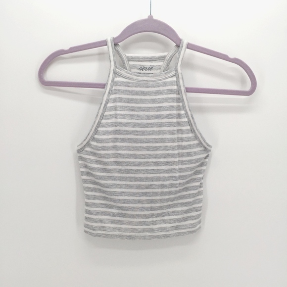 aerie Tops - Aerie Striped Racerback Halter Crop Tank